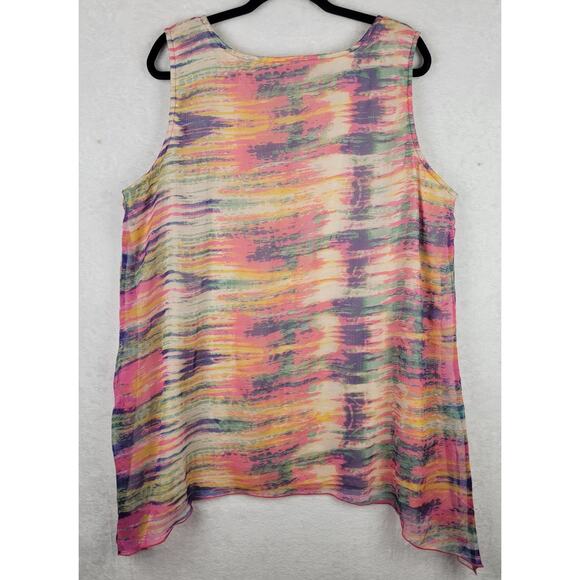 Fairycore Tank Top Overlay Asymmetric Whimsy Boho Pastel Colorful Blouse - Picture 6 of 10